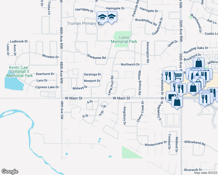 map of restaurants, bars, coffee shops, grocery stores, and more near 201 Harvard Road in Norman