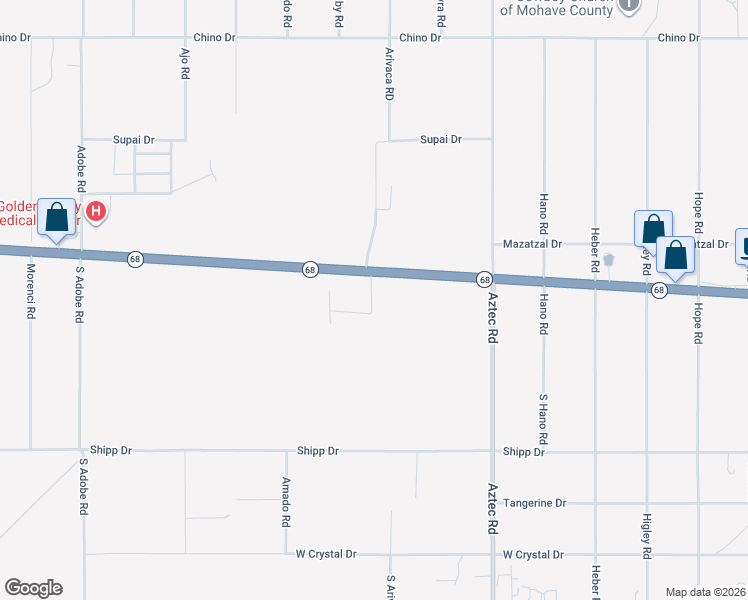 map of restaurants, bars, coffee shops, grocery stores, and more near 4640 Arizona 68 in Golden Valley