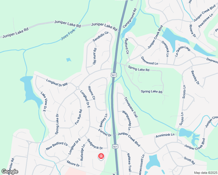 map of restaurants, bars, coffee shops, grocery stores, and more near 355 Adams Circle in Pinehurst