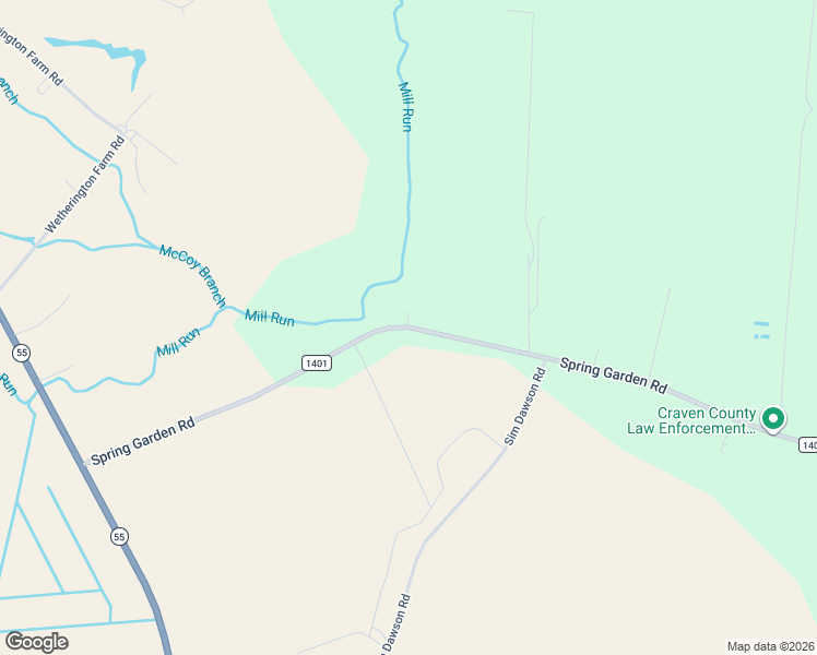 map of restaurants, bars, coffee shops, grocery stores, and more near 2301 Spring Garden Road in New Bern