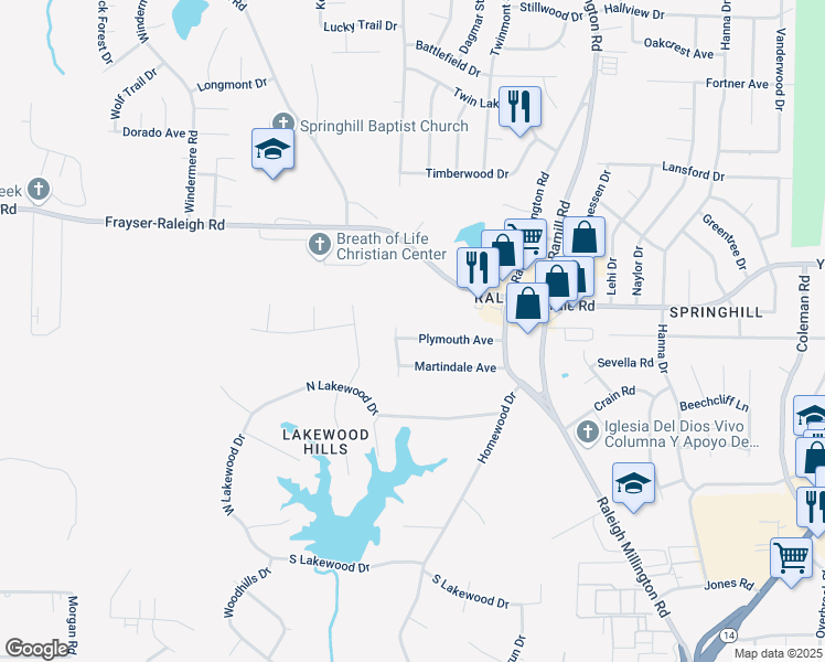 map of restaurants, bars, coffee shops, grocery stores, and more near 3928 Plymouth Avenue in Memphis