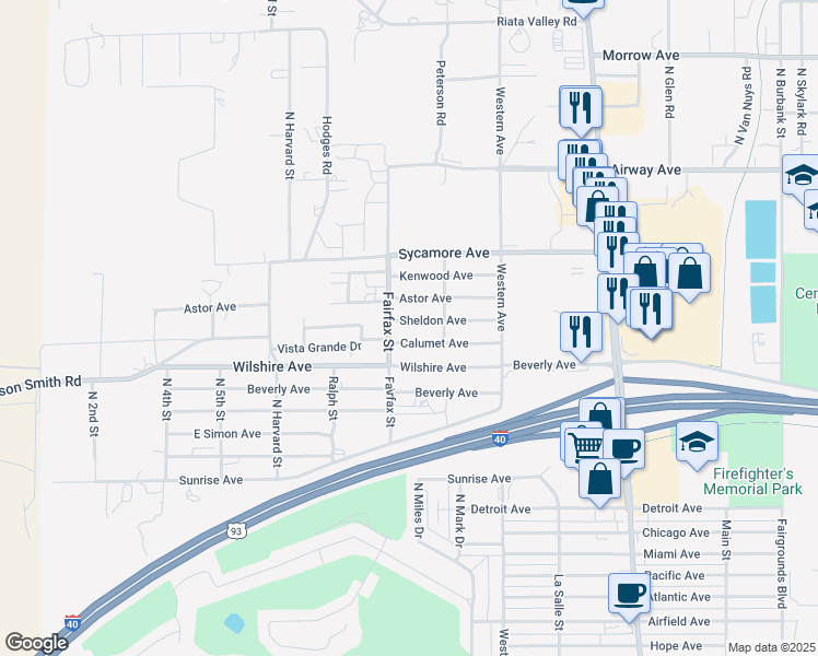 map of restaurants, bars, coffee shops, grocery stores, and more near 911 Sheldon Avenue in Kingman