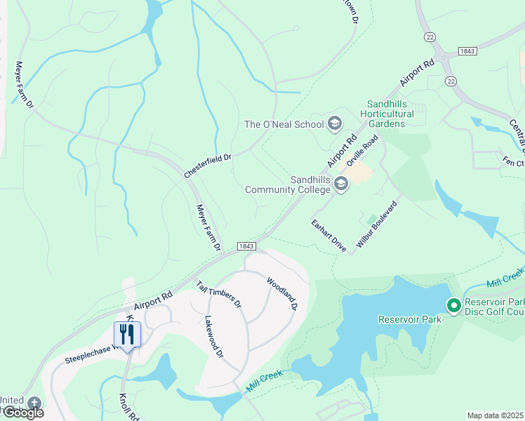 map of restaurants, bars, coffee shops, grocery stores, and more near 10 Eastman Place in Pinehurst