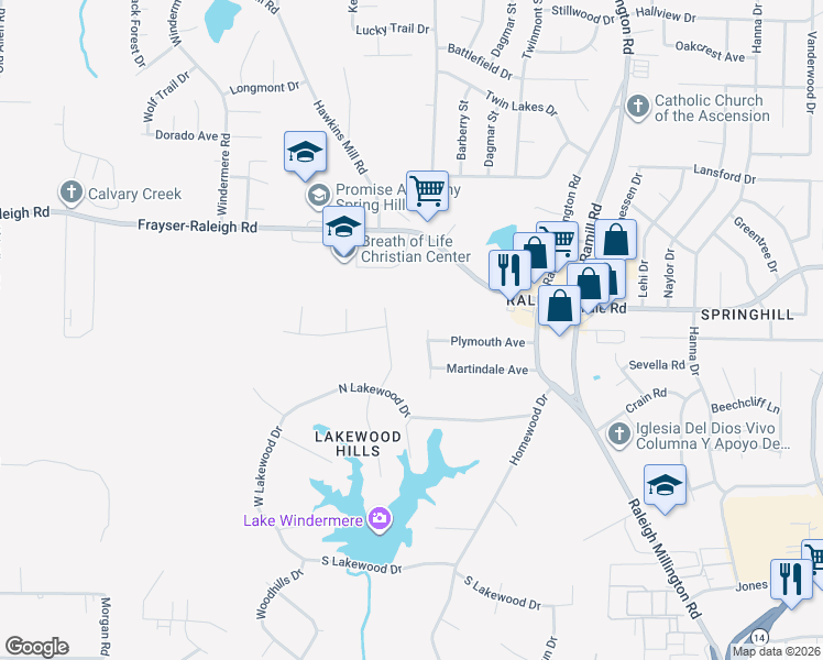 map of restaurants, bars, coffee shops, grocery stores, and more near 3858 Frayser-Raleigh Road in Memphis