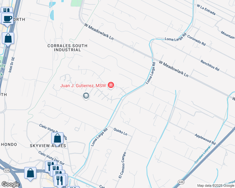 map of restaurants, bars, coffee shops, grocery stores, and more near 1 Indigo Pl in Corrales