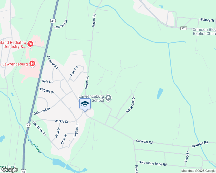 map of restaurants, bars, coffee shops, grocery stores, and more near 1049 Alex Drive in Lawrenceburg