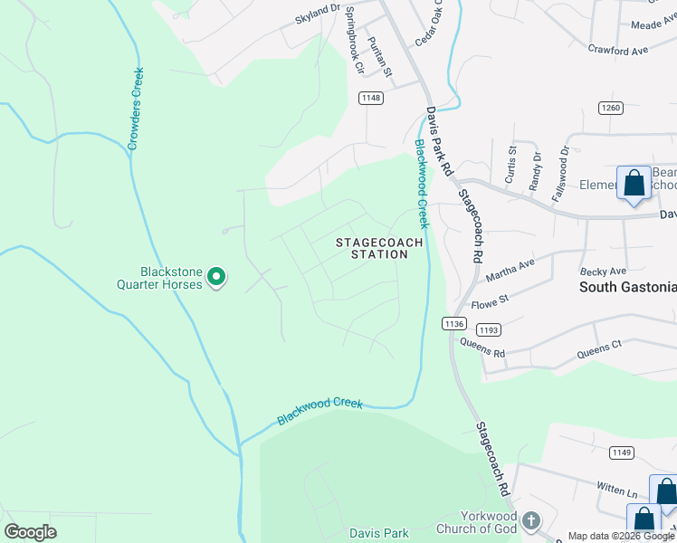 map of restaurants, bars, coffee shops, grocery stores, and more near 2750 Penny Park Drive in Gastonia