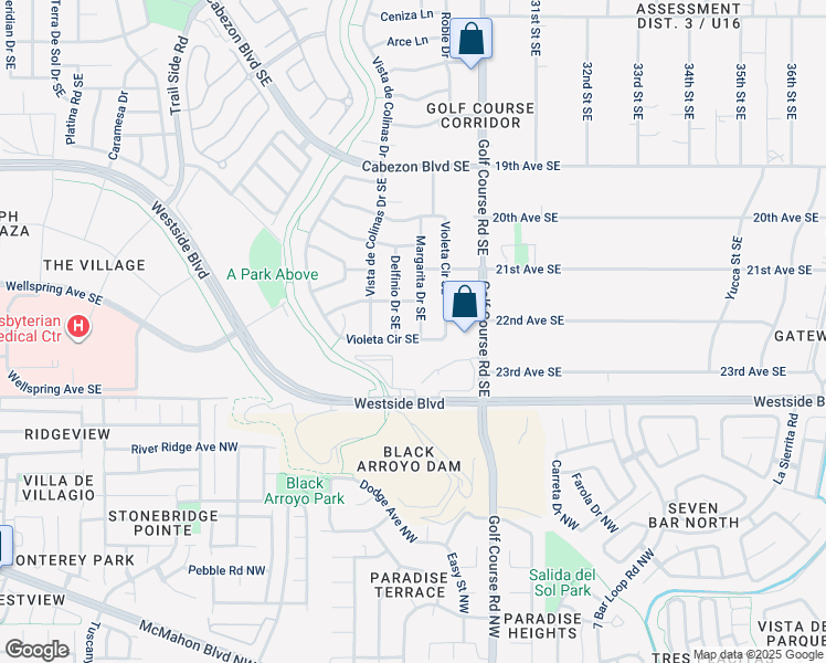 map of restaurants, bars, coffee shops, grocery stores, and more near 2334 Margarita Drive Southeast in Rio Rancho
