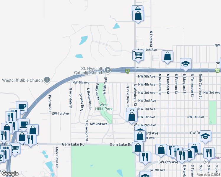 map of restaurants, bars, coffee shops, grocery stores, and more near 133 North Goliad Street in Amarillo