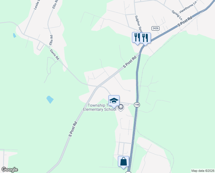map of restaurants, bars, coffee shops, grocery stores, and more near 503 Davis Road in Shelby