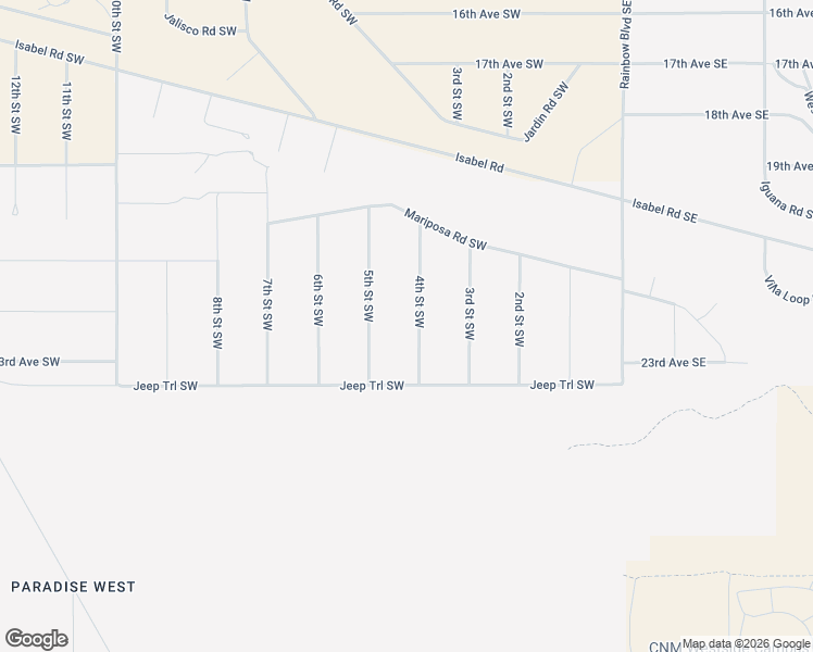 map of restaurants, bars, coffee shops, grocery stores, and more near 2204 5th Street Southwest in Rio Rancho