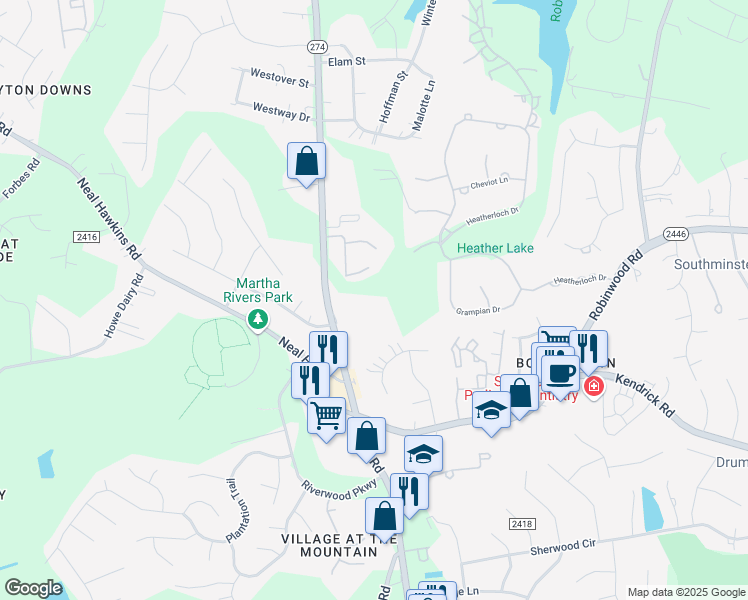 map of restaurants, bars, coffee shops, grocery stores, and more near 2900 Union Road in Gastonia