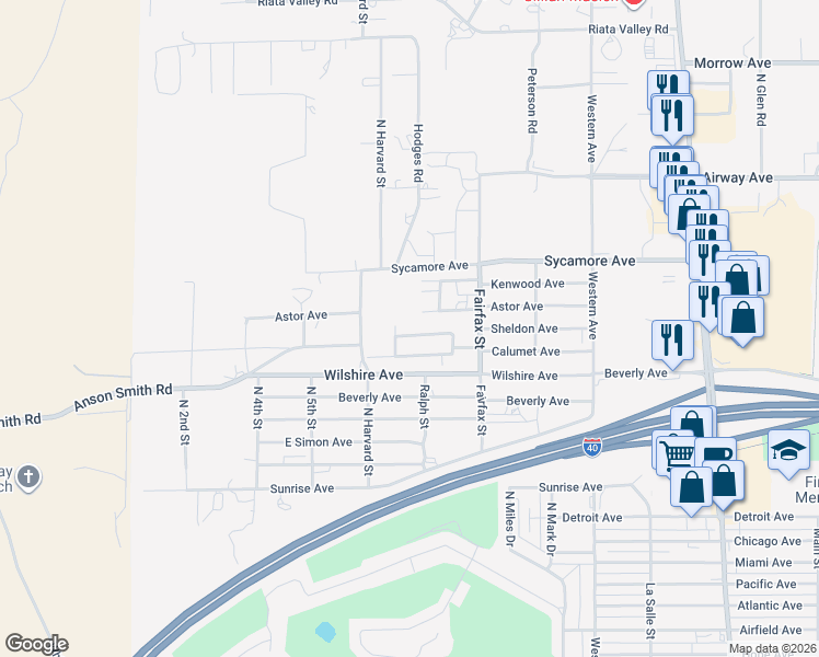 map of restaurants, bars, coffee shops, grocery stores, and more near 3289 Tierra del Sol Drive in Kingman