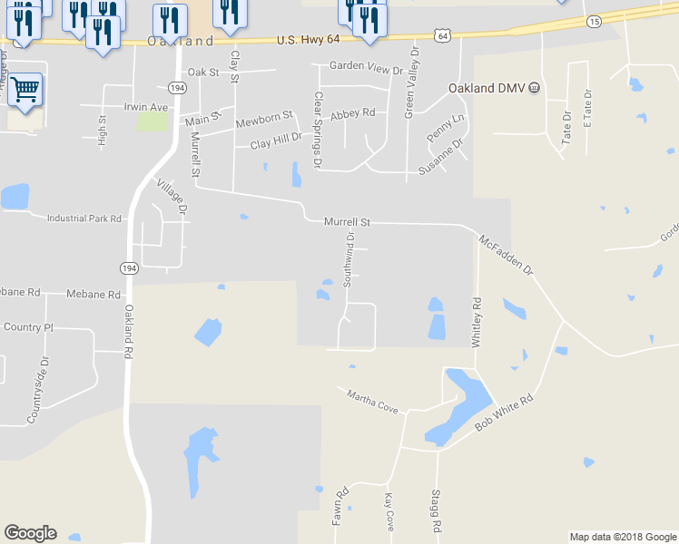 map of restaurants, bars, coffee shops, grocery stores, and more near 140 Southwind Drive in Oakland