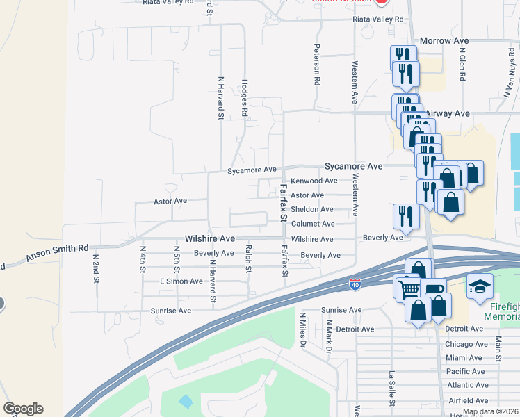 map of restaurants, bars, coffee shops, grocery stores, and more near 793 Pala Mesa Drive in Kingman
