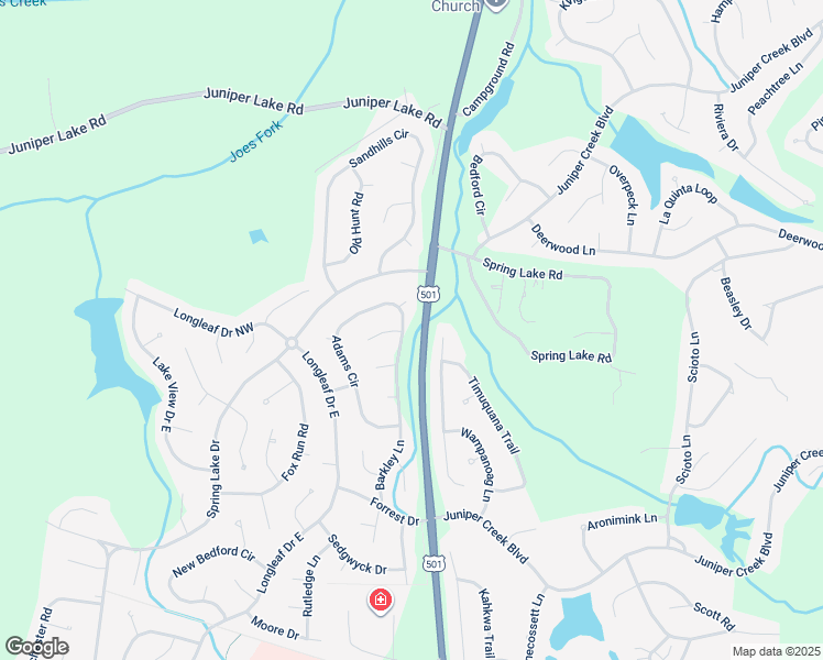 map of restaurants, bars, coffee shops, grocery stores, and more near 335 Adams Circle in Pinehurst