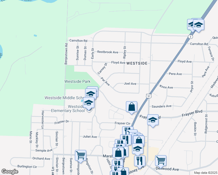 map of restaurants, bars, coffee shops, grocery stores, and more near 891 Par Avenue in Memphis
