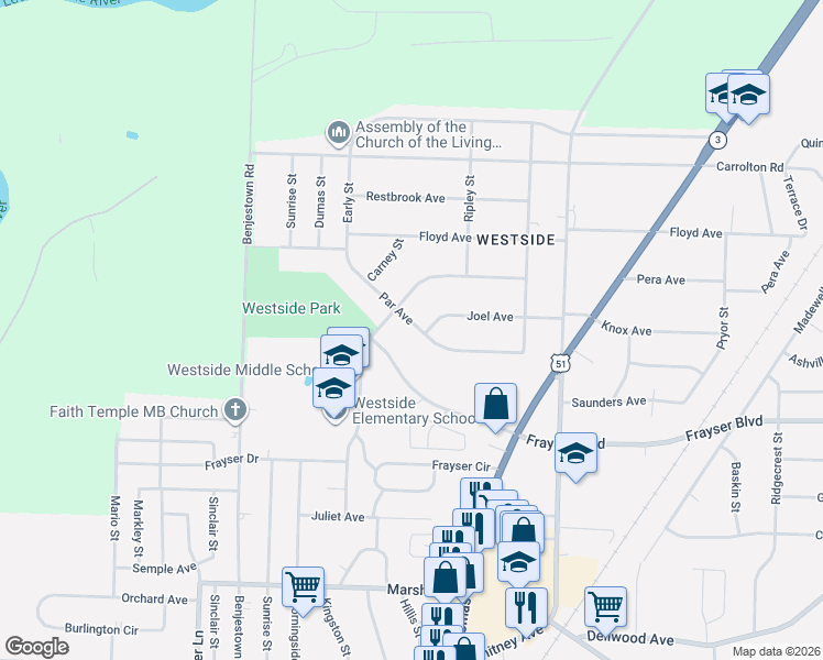 map of restaurants, bars, coffee shops, grocery stores, and more near 891 Par Avenue in Memphis