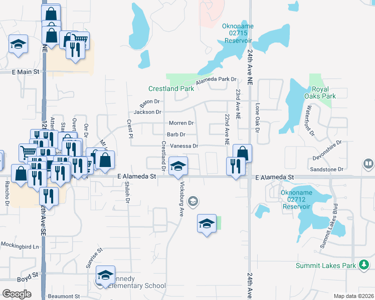 map of restaurants, bars, coffee shops, grocery stores, and more near 2006 Vanessa Drive in Norman