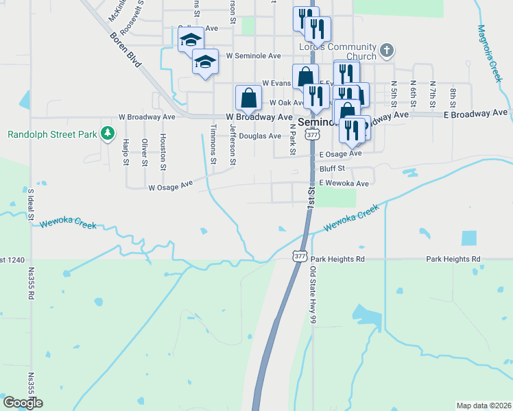 map of restaurants, bars, coffee shops, grocery stores, and more near 339 West Gale Avenue in Seminole