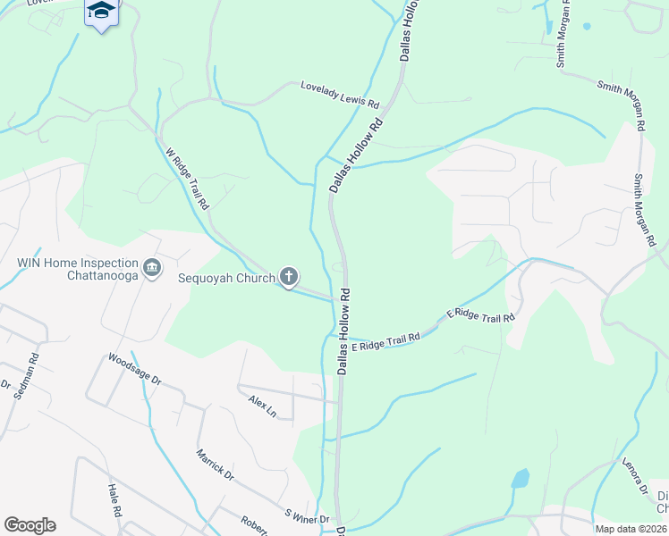 map of restaurants, bars, coffee shops, grocery stores, and more near 9151 Dallas Hollow Road in Soddy-Daisy
