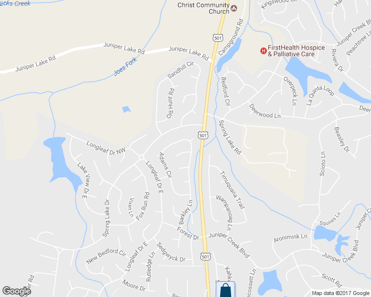 map of restaurants, bars, coffee shops, grocery stores, and more near 1 Van Buren Lane in Pinehurst