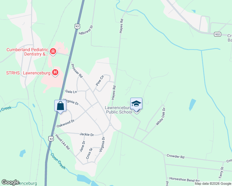 map of restaurants, bars, coffee shops, grocery stores, and more near 1025 Hayes Road in Lawrenceburg