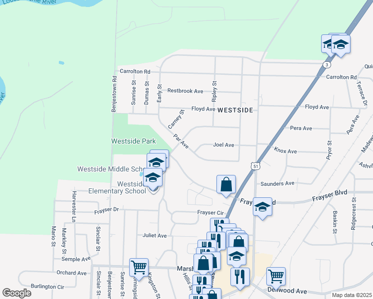 map of restaurants, bars, coffee shops, grocery stores, and more near 891 Par Avenue in Memphis