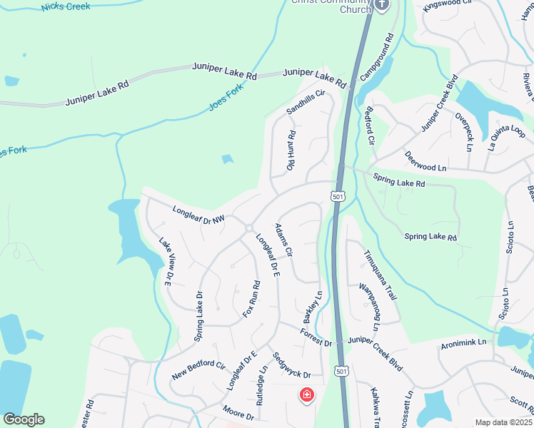 map of restaurants, bars, coffee shops, grocery stores, and more near 360 Spring Lake Drive in Pinehurst