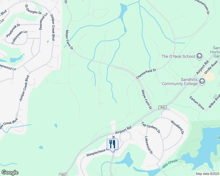 map of restaurants, bars, coffee shops, grocery stores, and more near 126 Lake View Drive East in Pinehurst