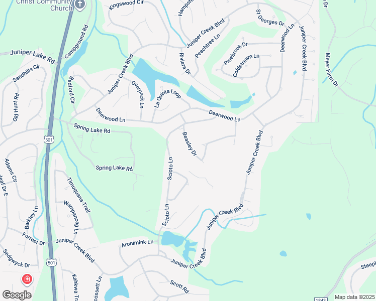 map of restaurants, bars, coffee shops, grocery stores, and more near 16 Beasley Drive in Pinehurst