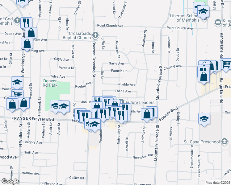 map of restaurants, bars, coffee shops, grocery stores, and more near 2178 Cassie Avenue in Memphis