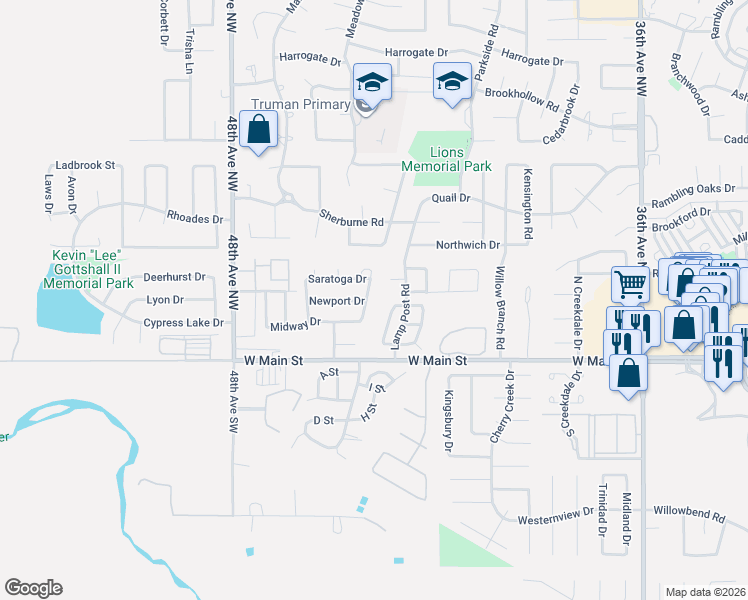map of restaurants, bars, coffee shops, grocery stores, and more near 213 Victory Drive in Norman