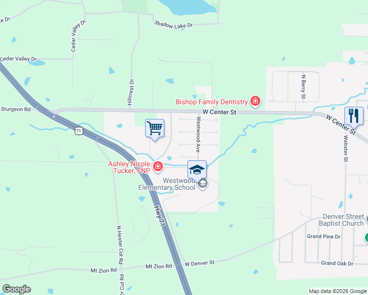 map of restaurants, bars, coffee shops, grocery stores, and more near 2210 Dillon Terrace in Greenwood