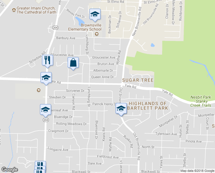 map of restaurants, bars, coffee shops, grocery stores, and more near 5345 Yale Road in Memphis