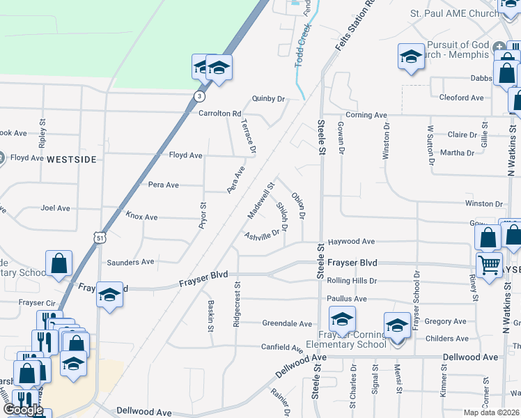 map of restaurants, bars, coffee shops, grocery stores, and more near 1367 Bankston Cove in Memphis