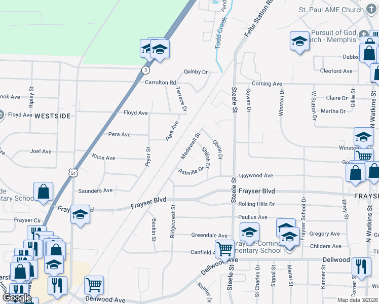 map of restaurants, bars, coffee shops, grocery stores, and more near 1367 Bankston Cove in Memphis