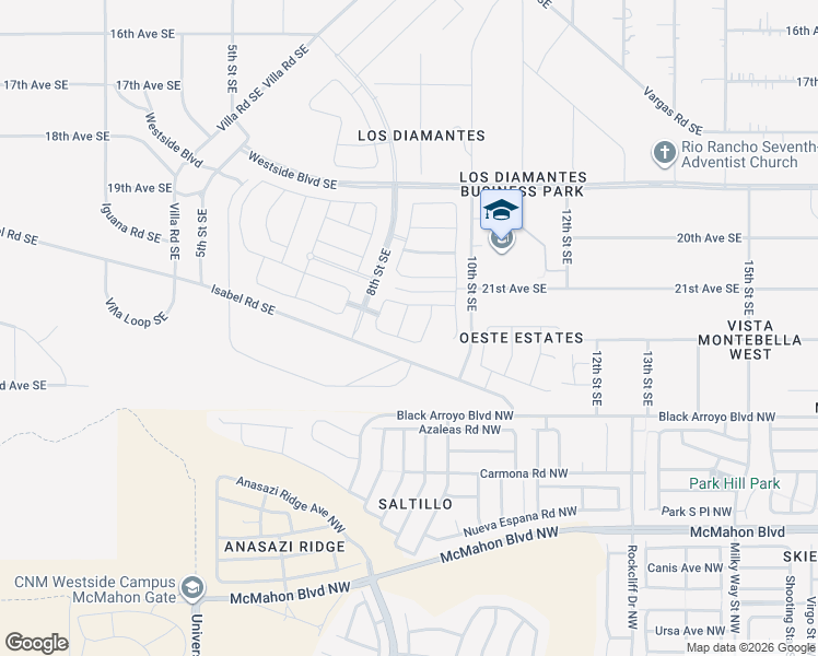 map of restaurants, bars, coffee shops, grocery stores, and more near 905 Iguana Road Southeast in Rio Rancho
