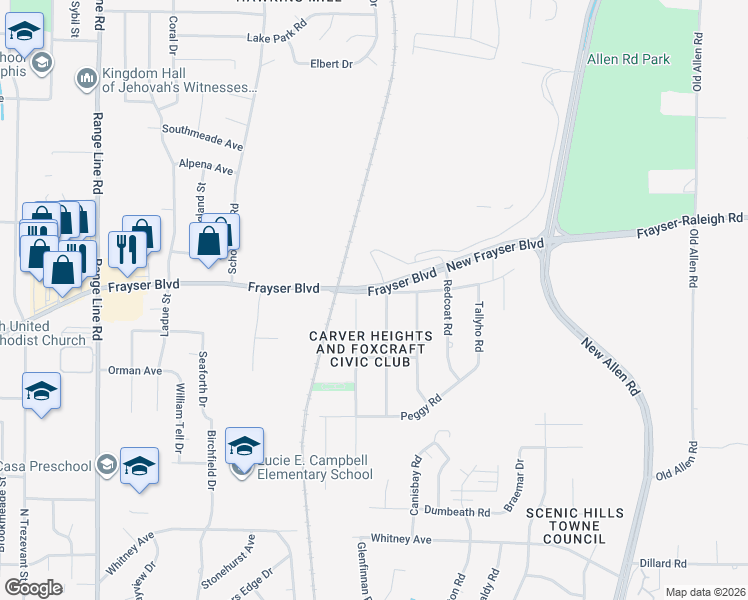 map of restaurants, bars, coffee shops, grocery stores, and more near 3456 Margaretta Road in Memphis