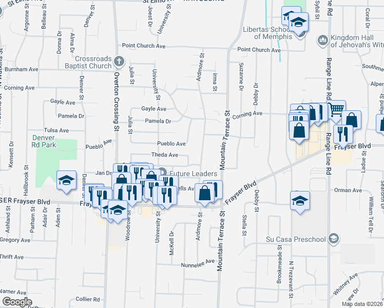 map of restaurants, bars, coffee shops, grocery stores, and more near 2314 Cassie Avenue in Memphis