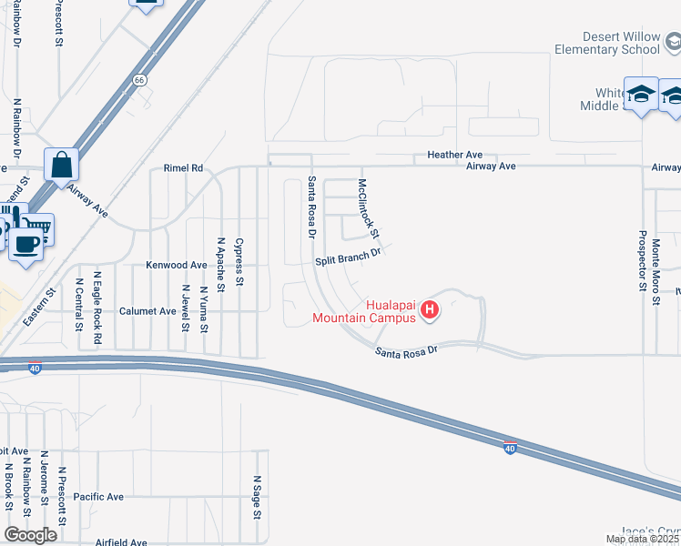 map of restaurants, bars, coffee shops, grocery stores, and more near 3351 Palmeras Street in Kingman