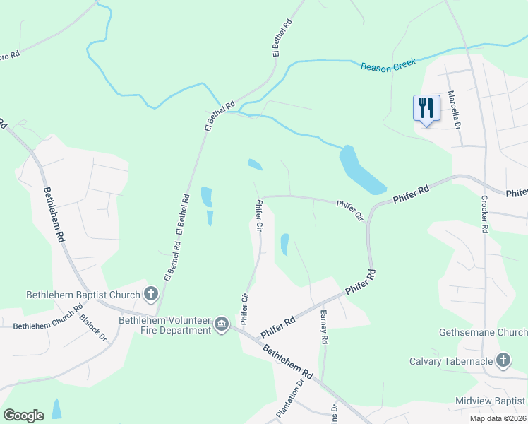 map of restaurants, bars, coffee shops, grocery stores, and more near 147 Phifer Circle in Kings Mountain