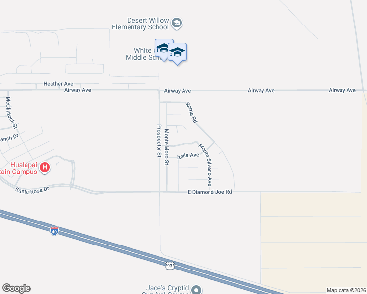 map of restaurants, bars, coffee shops, grocery stores, and more near 3396 Monte Moro Place in Kingman