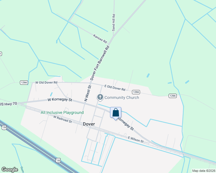 map of restaurants, bars, coffee shops, grocery stores, and more near State Road 1266 in Dover