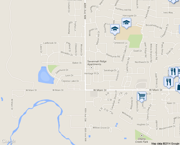 map of restaurants, bars, coffee shops, grocery stores, and more near 4701 Heritage Place Drive in Norman