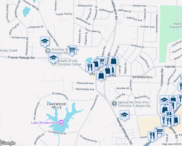 map of restaurants, bars, coffee shops, grocery stores, and more near 4014 Frayser-Raleigh Road in Memphis