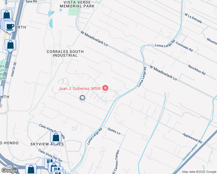 map of restaurants, bars, coffee shops, grocery stores, and more near 4 Mesquite Place Northwest in Corrales