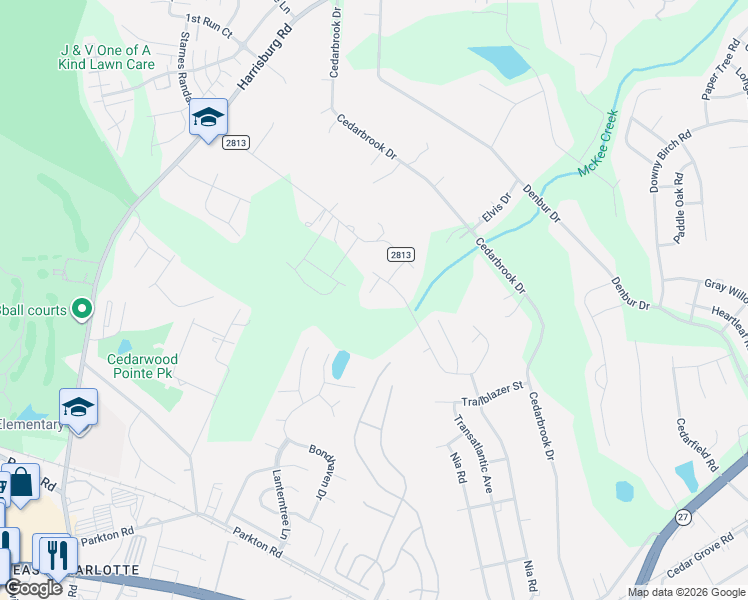 map of restaurants, bars, coffee shops, grocery stores, and more near 8201 Starnes Randall Road in Charlotte