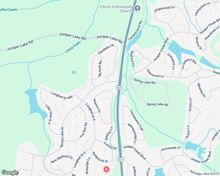 map of restaurants, bars, coffee shops, grocery stores, and more near 295 Adams Circle in Pinehurst