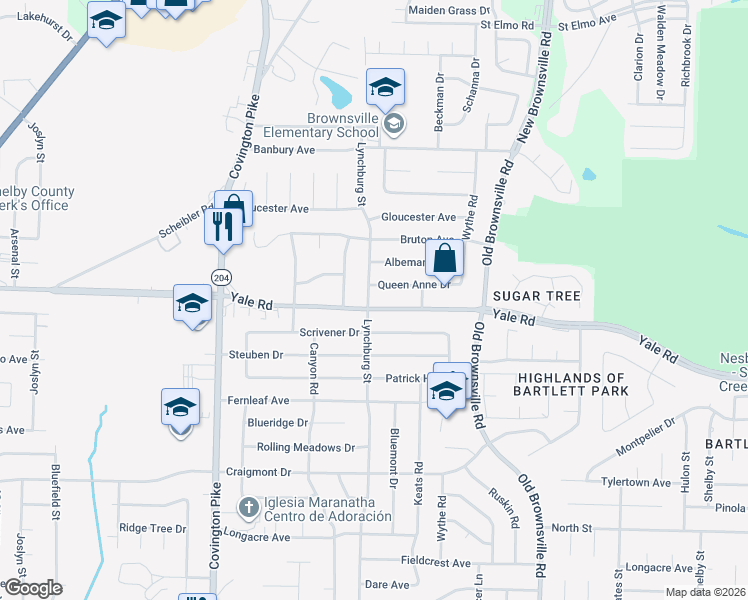 map of restaurants, bars, coffee shops, grocery stores, and more near 3508 Lynchburg Street in Memphis